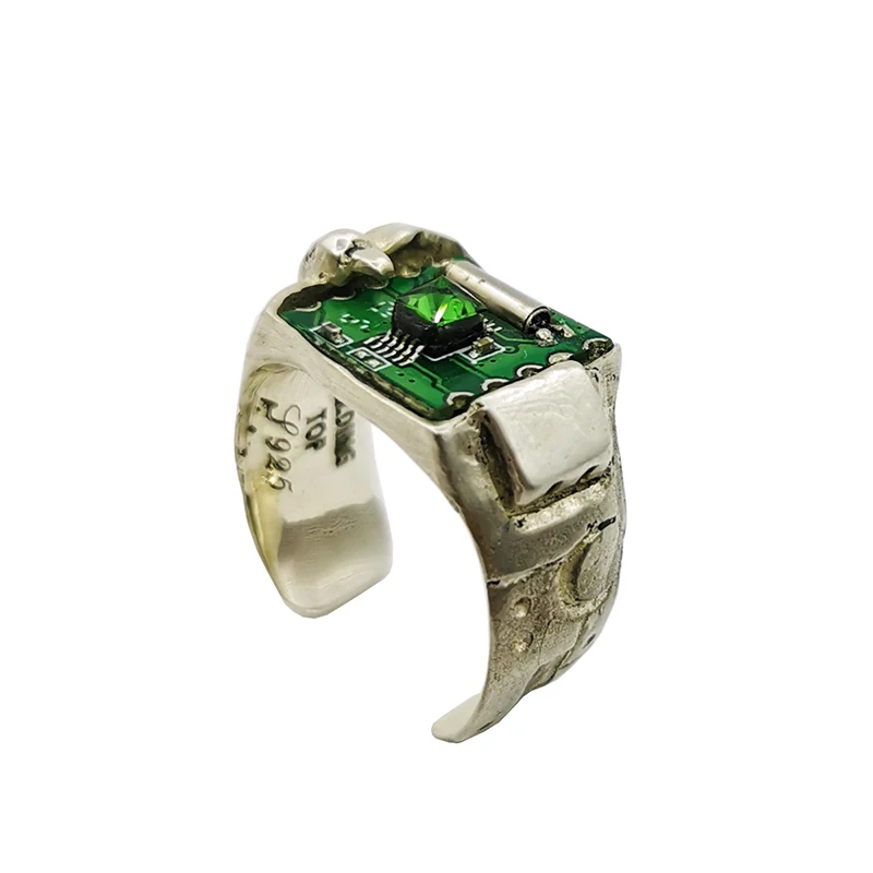 Cyberpunk Style Circuit Board Ring, Joias masculinas e femininas, presente de festa, Novo, 2024