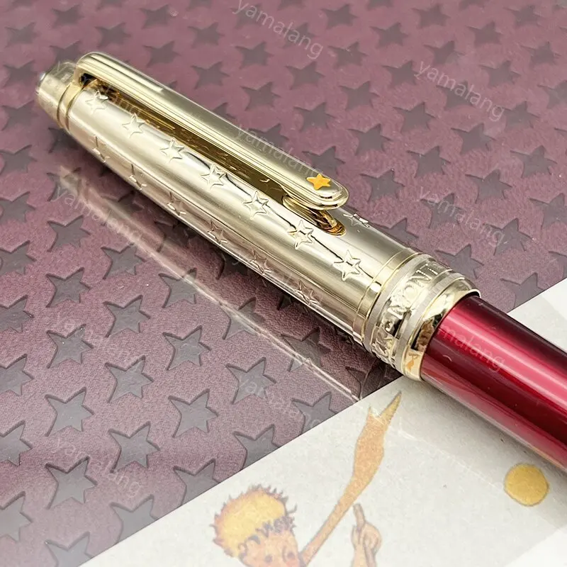 YAMALAGN MB 163 Little Prince Red Gold Rollerball Fountain Pen Ballpoint With Serial Number