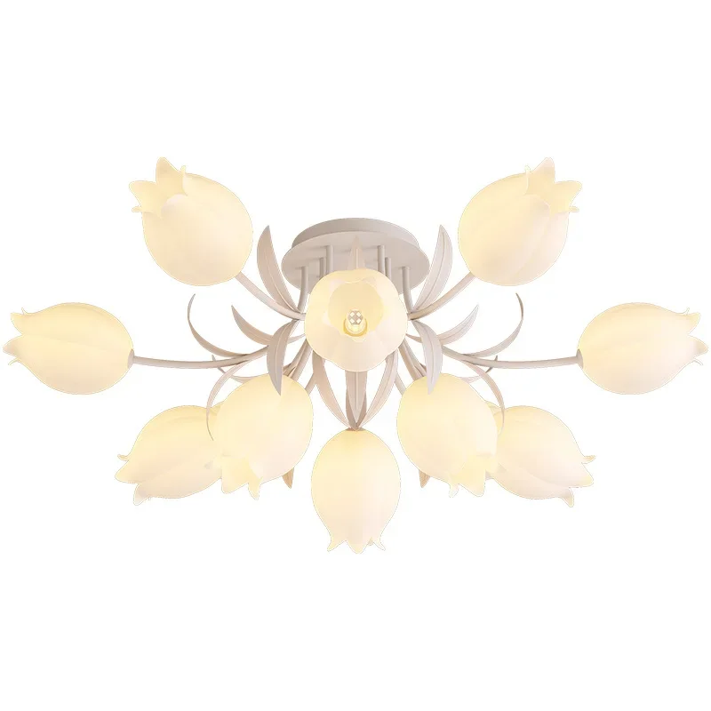 Nordic Milky White Style Ceiling Living Room Bedroom 's White Green Magnolia Lamp Light Fixtures For Celling