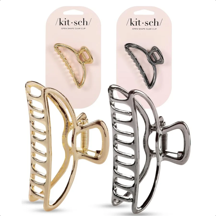 

Metal Hair Clips for Women Durable Elegant Metal Claw Clips Perfect for Everyday Use Special Occasions Gold Hematite 2 Pcs