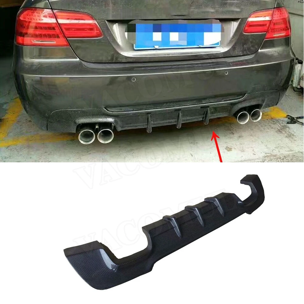 Carbon Fiber Rear Bumper Lip Spoiler for BMW 3 Series E92 E93 M sport Coupe Convertible 2007-2013 Fins Shark Style Diffuser