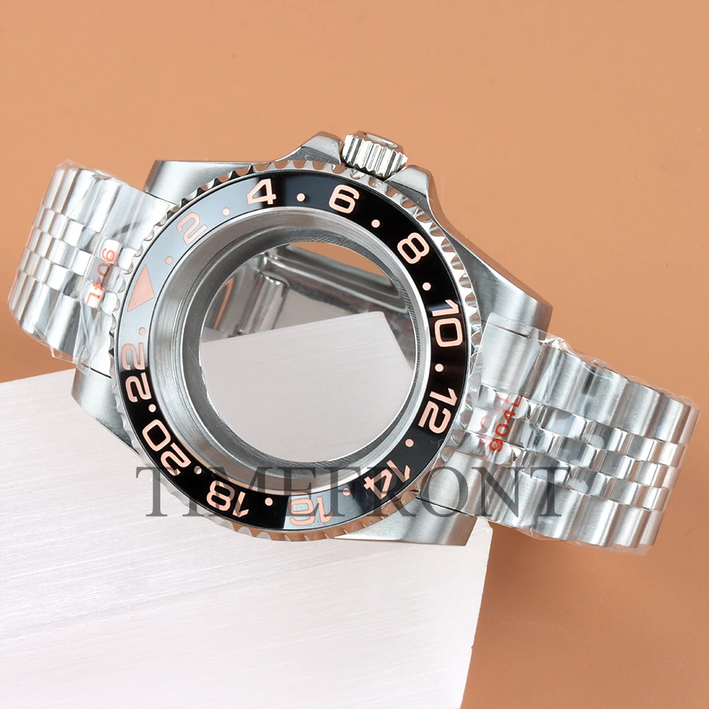 Fit Modified Seiko NH35 40MM Watch Case Classic 24 Hours Ceramic Bezel For GMT NH34 NH35 NH36 NH38 Movement 28.5mm Dial Jubilee image 3