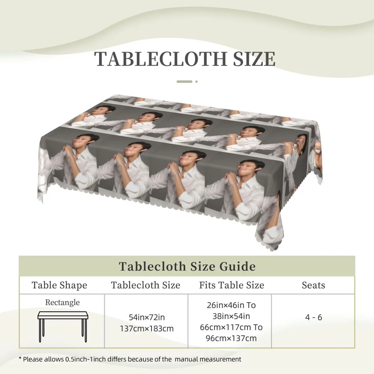 Lee Byung Hun Actor Custom Rectangular Tablecloth Waterproof Table Cover for Dining Events Table Cloth