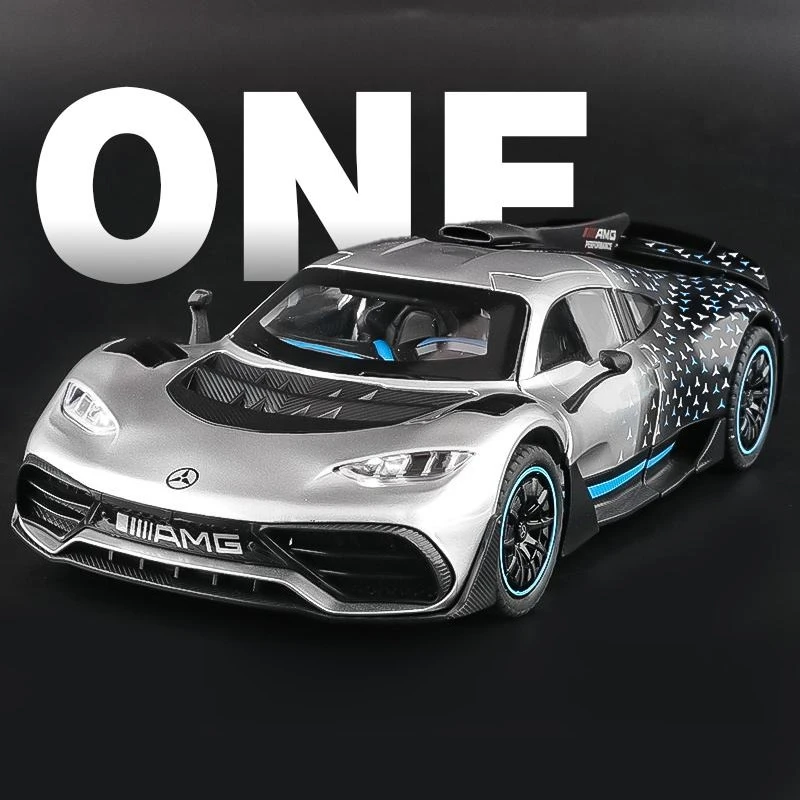 

1:24 AMG ONE суперкар, модель автомобиля из сплава, имитация детских игрушек, звуковое освещение, модель автомобиля, украшения, праздничные подарки
