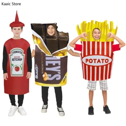 Cosplay French Fries Costumes for Kids Cos Snack Ketchup Tomato Paste Chocolates Butter Sauce Mustard Clothing Halloween Costume