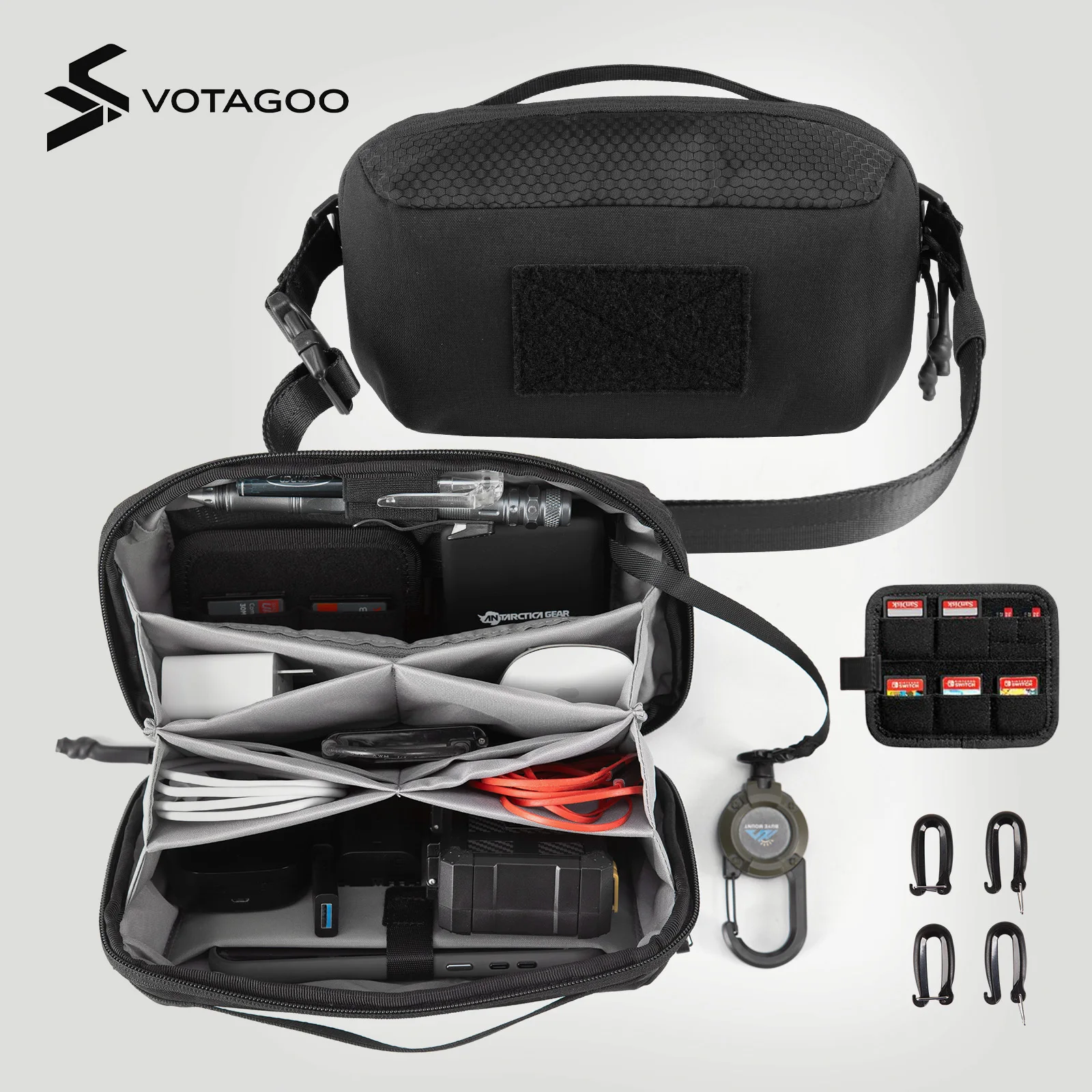 VOTAGOO Electronic Organizer Tech Pouch for MacBook Charger Power Bank Hard Drive Cord Organizer Travel Storage Bag