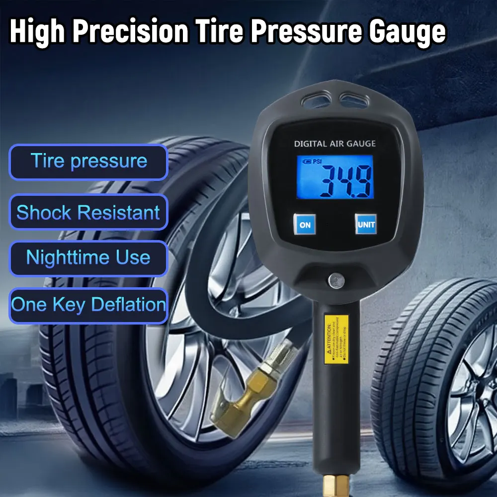 

Tire Pressure Gauge High-precision Monitoring Inflation Gun Auto Accessories Digital Display Universal Car Tire Manometro