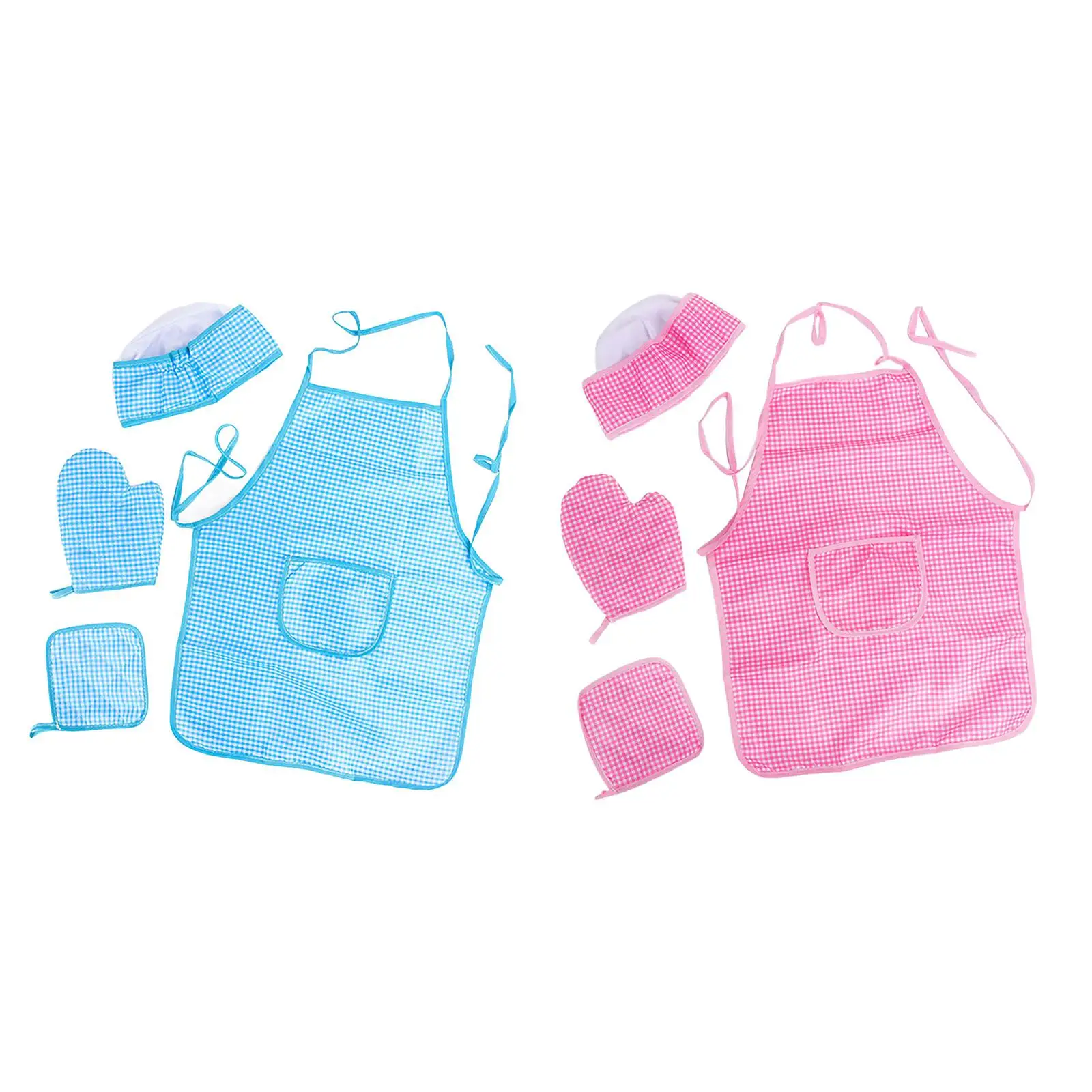 Kids Aprons Kitchen Dress up Pretend Play Oven Mitt Kids Chef Hat and Apron Set