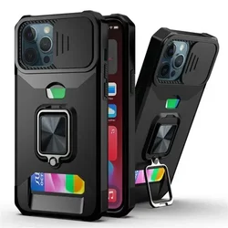360° Magnetic Holder Phone Case for IPhone 15 14 13 12 Mini 11 Pro Max X XS XR 7 8 Plus Ring with Card Holder Protective Cover