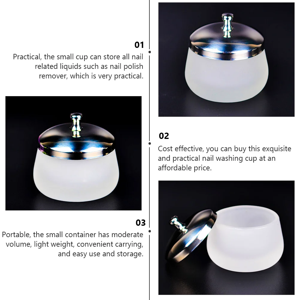 1 szt. Matowy kryształowy szklany okrągły pojemnik na płyn do usuwania lakieru do paznokci, pojemnik na płyn do paznokci, akcesoria do czyszczenia manicure