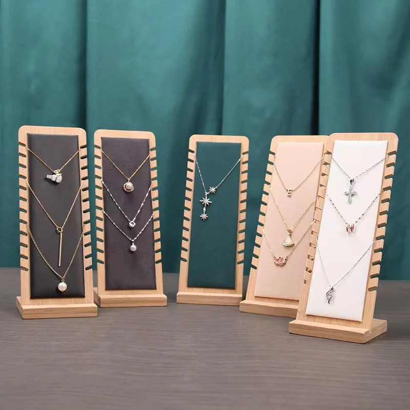 New Fashion Woman Bevel Jewelry Display Stand Necklace Display Wooden Multiple Easel Showcase Holder for Necklaces Colors Size