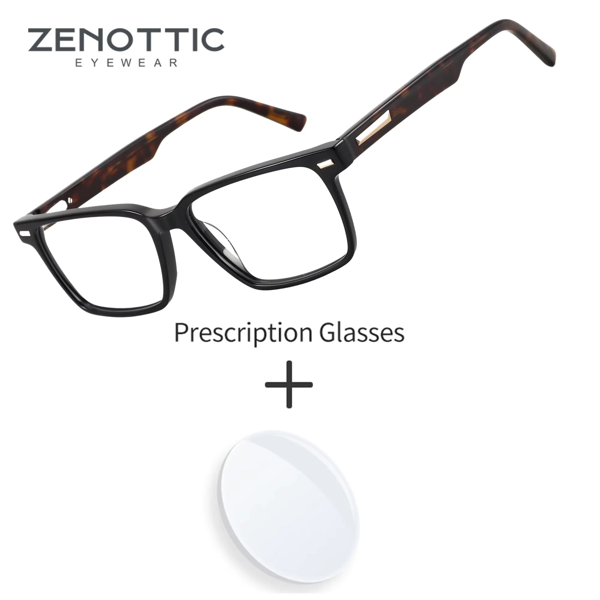 ZENOTTIC – lunettes optiques carrées en acétate pour hommes, taille M, verres photochromiques progressifs, anti-rayons bleus