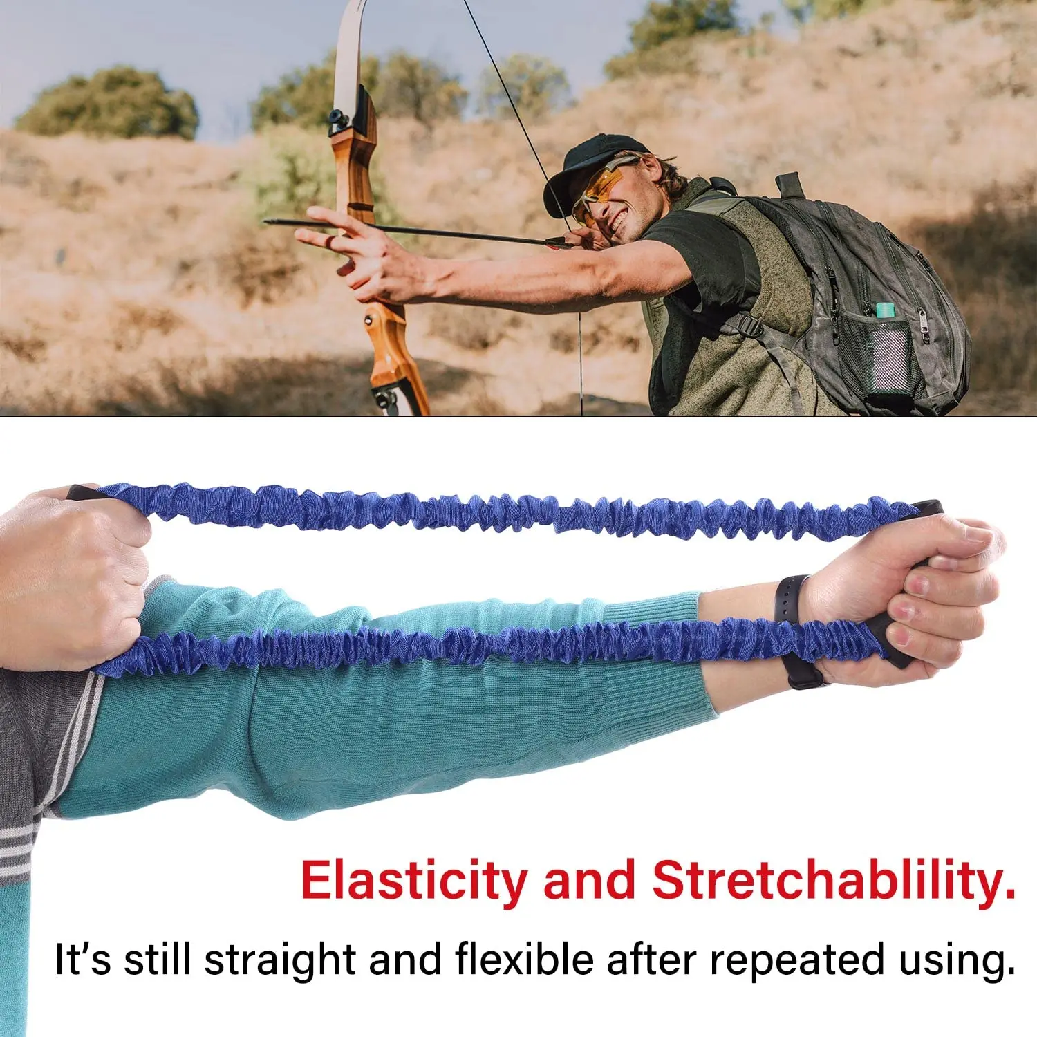 25-45Lbs Archery Elastic Training Band Bow Exerciser Posture Trainer for Compound Recurve Bow Hunting Practice