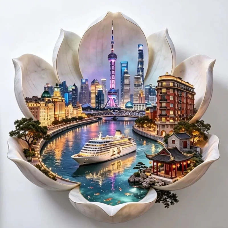 China Shanghai Fridge Magnets Metal Material Xinjiang Souvenirs Yunnan Qingdao Tianshui Nanjing Tianjin Chengdu Fridge Stickers