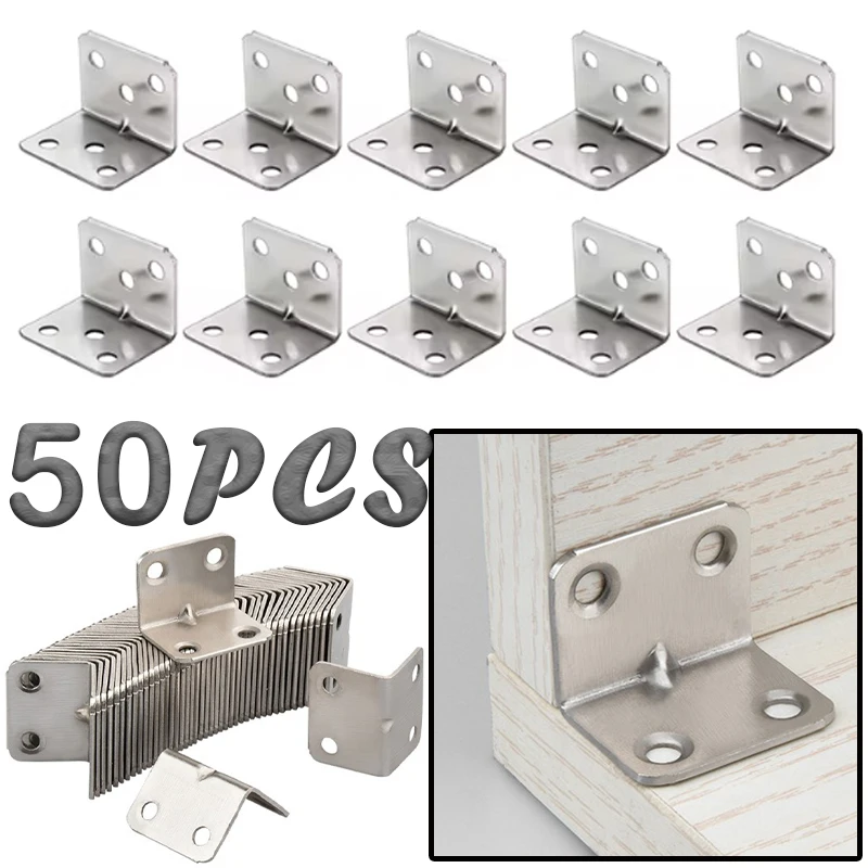 50/10PCS Staffa angolare universale a forma di L Angolo retto di 90 gradi Mobili in legno fissi Camera da letto Armadietto Accessori hardware per la casa