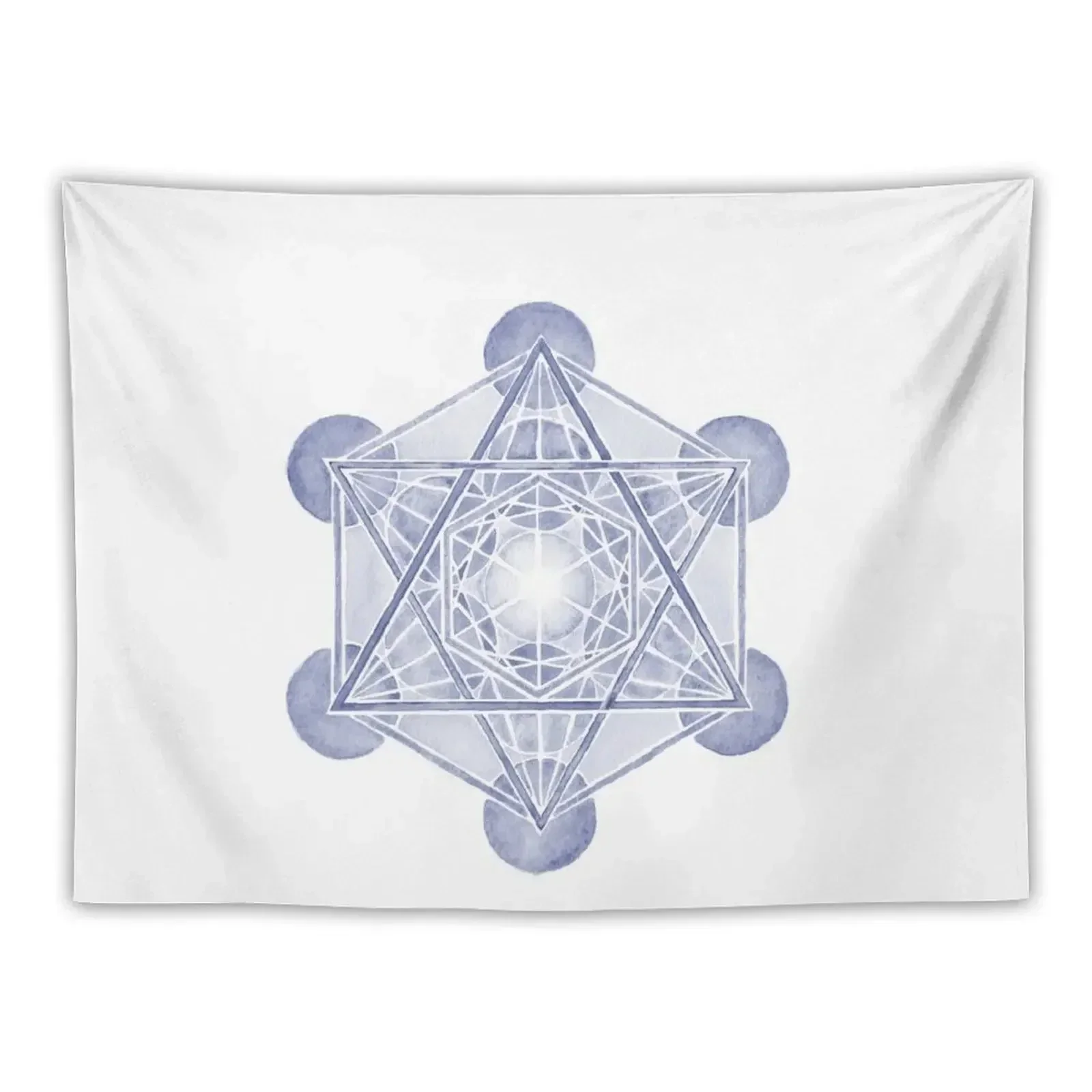 

Watercolor Metatron's Cube Sacred Geometry . Blue . Tapestry Cute Decor On The Wall Tapestry