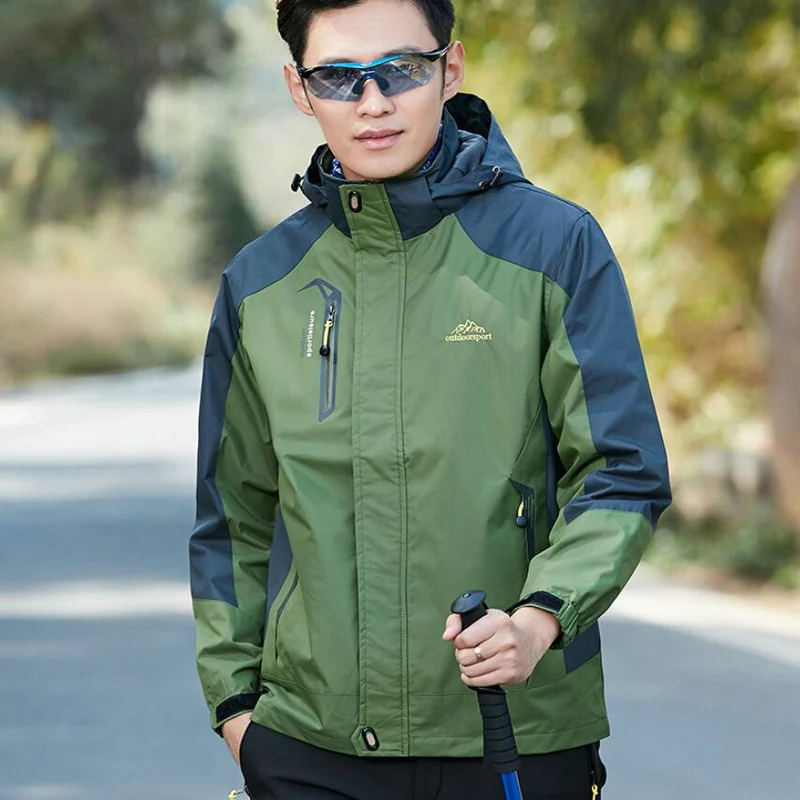 

New FOXMAUCB Camping Hiking Jacket Men Autumn Cycling Sports Coats Climbing Trekking Windbreaker Travel Waterproof Jackets Black