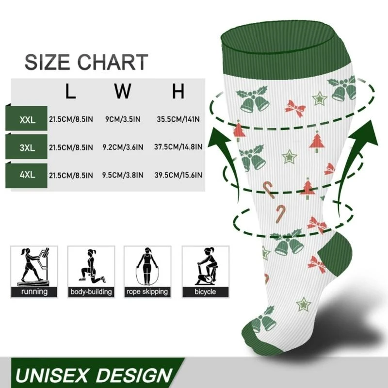 جوارب ضغط عيد الميلاد جوارب دعم متدرجة للركبة جوارب ضغط للحمل والسفر والرحلة 15UB