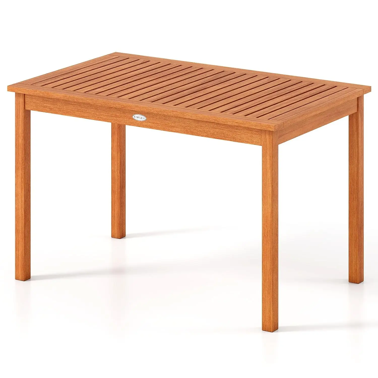 48 Inches Wood Outdoor Dining Table for 4-6 People, Rectangular Patio Table with Slatted Tabletop, Outside Dining, Customized