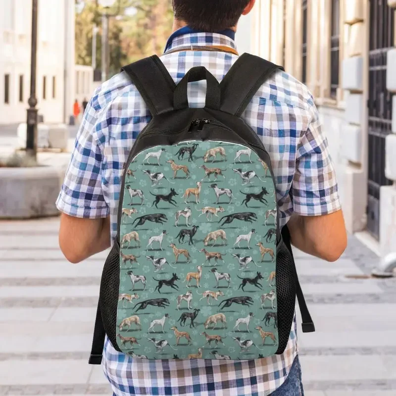 Customized Kawaii Greyhound Dog Travel Backpack Men Women School Laptop Bookbag Animal Pet Puppy College Student Daypack Bags