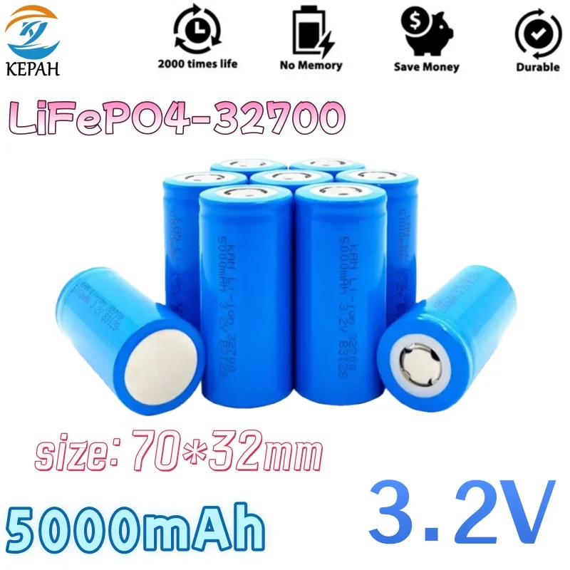new 32700 LiFePO4 Battery 3.2V 5000mAh 35A Continuous Discharge 55A Max For High Power Flashlights