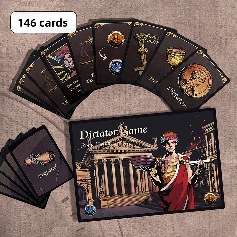 Dictator Game Strategy – 146-Card Game for 5-10 Players, Cardboard Material, Perfect for Party Games, Ages 14+, Includes Travel