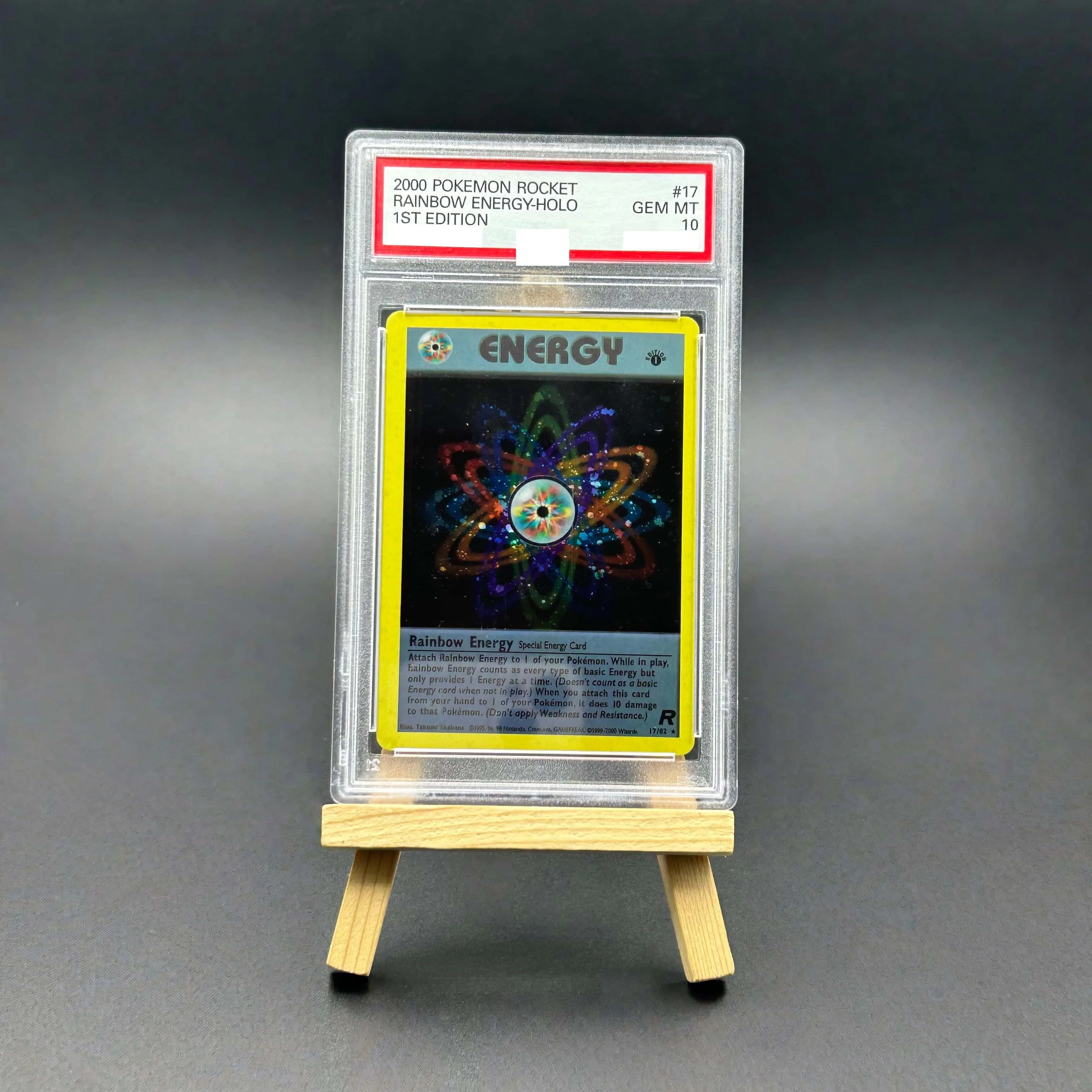 

2000 Pokemon Team Rocket Rainbow Energy Holo Textured Card - 1st Edition Gem Mint 10 Collectible TCG