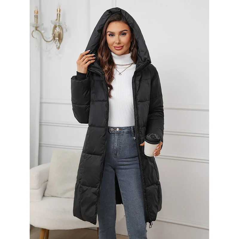 Winter Jackets for Women 2024 New Puffer Coats Windproof Thickened Warm Down Jacket Hooded Fashion Simple Long Outerwears