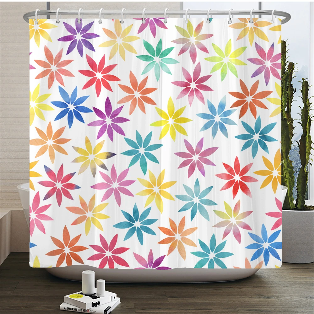 Waterproof Polyester Colorful Shower Curtain Modern Color Print for Bathroom Curtain Long 180*200cm Shower Curtains Cortina