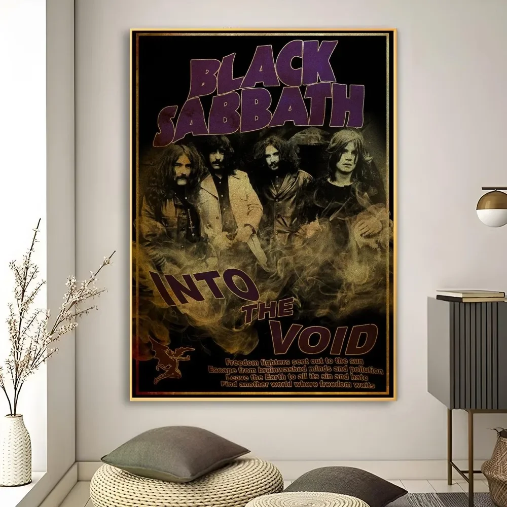 Retro Print Poster Paper Waterproof High Quality Sticker Black Sabbath Band Music Poster Home Living Room Bar Wall Decoration