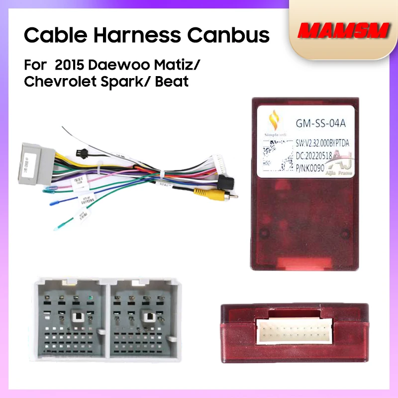 MAMSM For 2015 Daewoo Matiz/ Chevrolet Spark/ Beat Power Cable Harness Canbus Adapter 16Pin DVD Android 2 din Car Radio Stereo