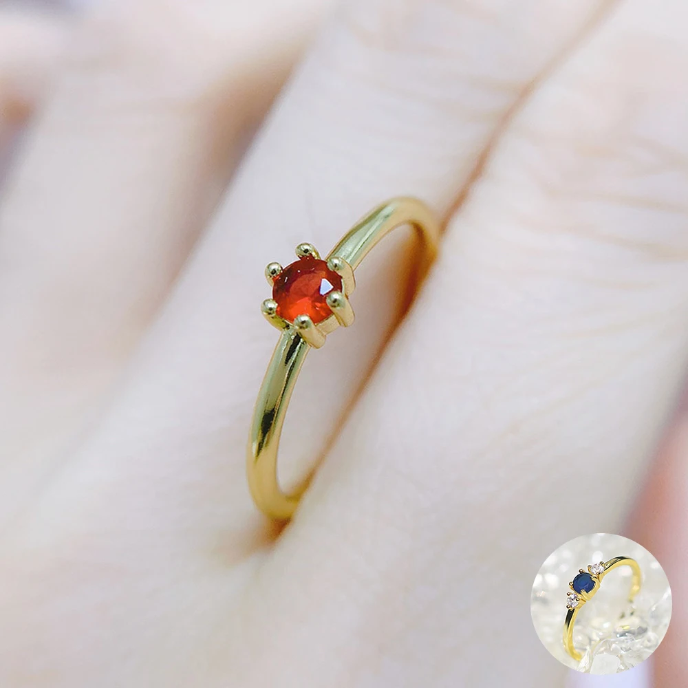 Wedding Bride Rings For Women Mini Cute Yellow Gold Color Jewellry Zircon Engagement Thin Ring Wholesale Jewelry R112