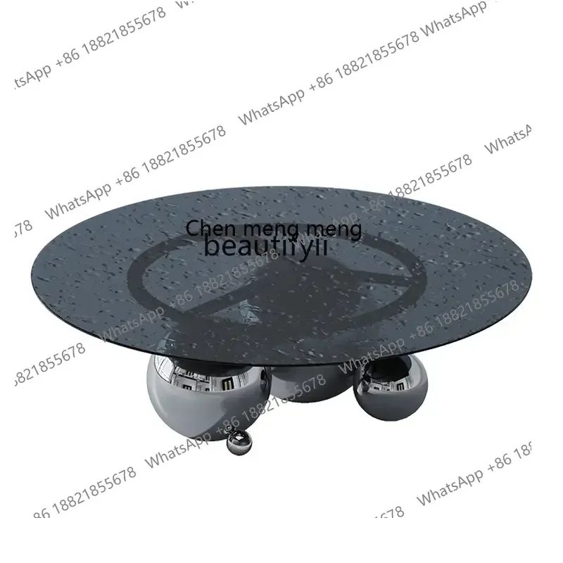 cc182R11 Italian Minimalist Creative Designer Wave Pattern Living Room Small Apartment round Glass Tea Table