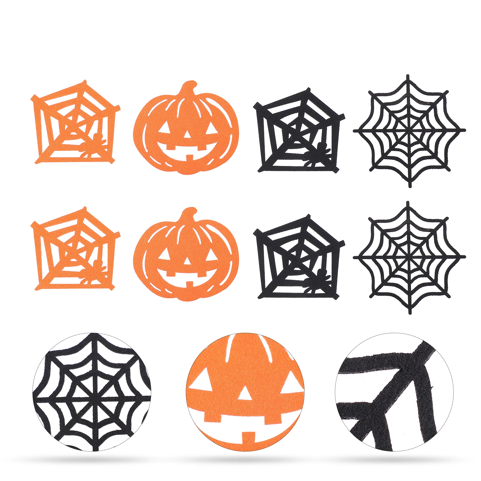 

8pcs Halloween Felt Coasters Creative Table Decorations Heat Insulation Cup Mats Party Supplies Festival Decoration For Family