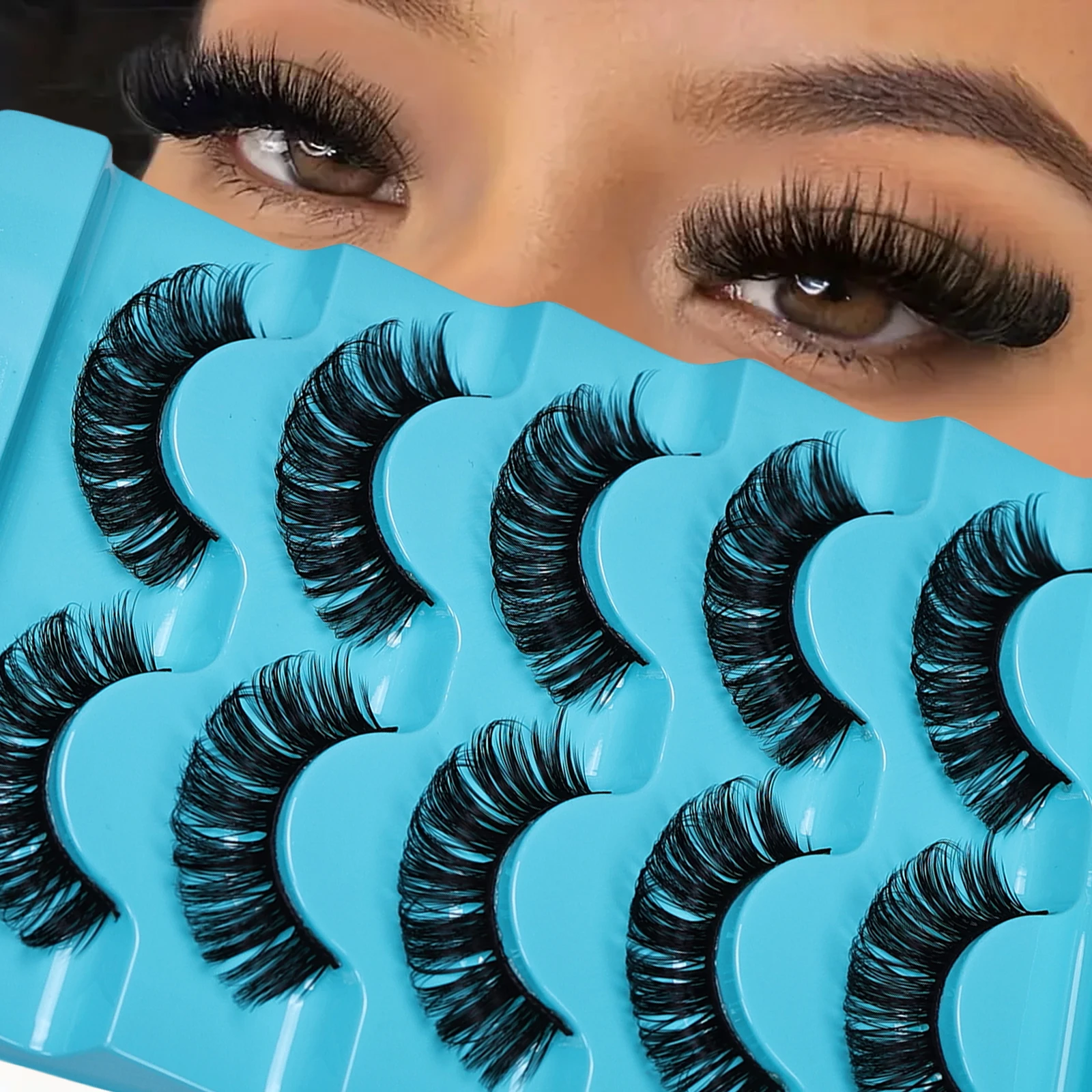 ふわふわつけまつげ 5組 太いつけまつげ Dカール 再利用可能 日常使いや集まりに最適