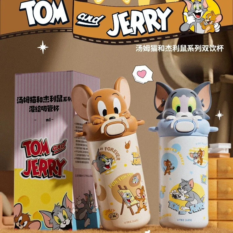 

Hot Cute Cartoon Tom New and Jerry Insulated Cup with High Beauty Straw Cup for Students' School Use Birthday Gifts