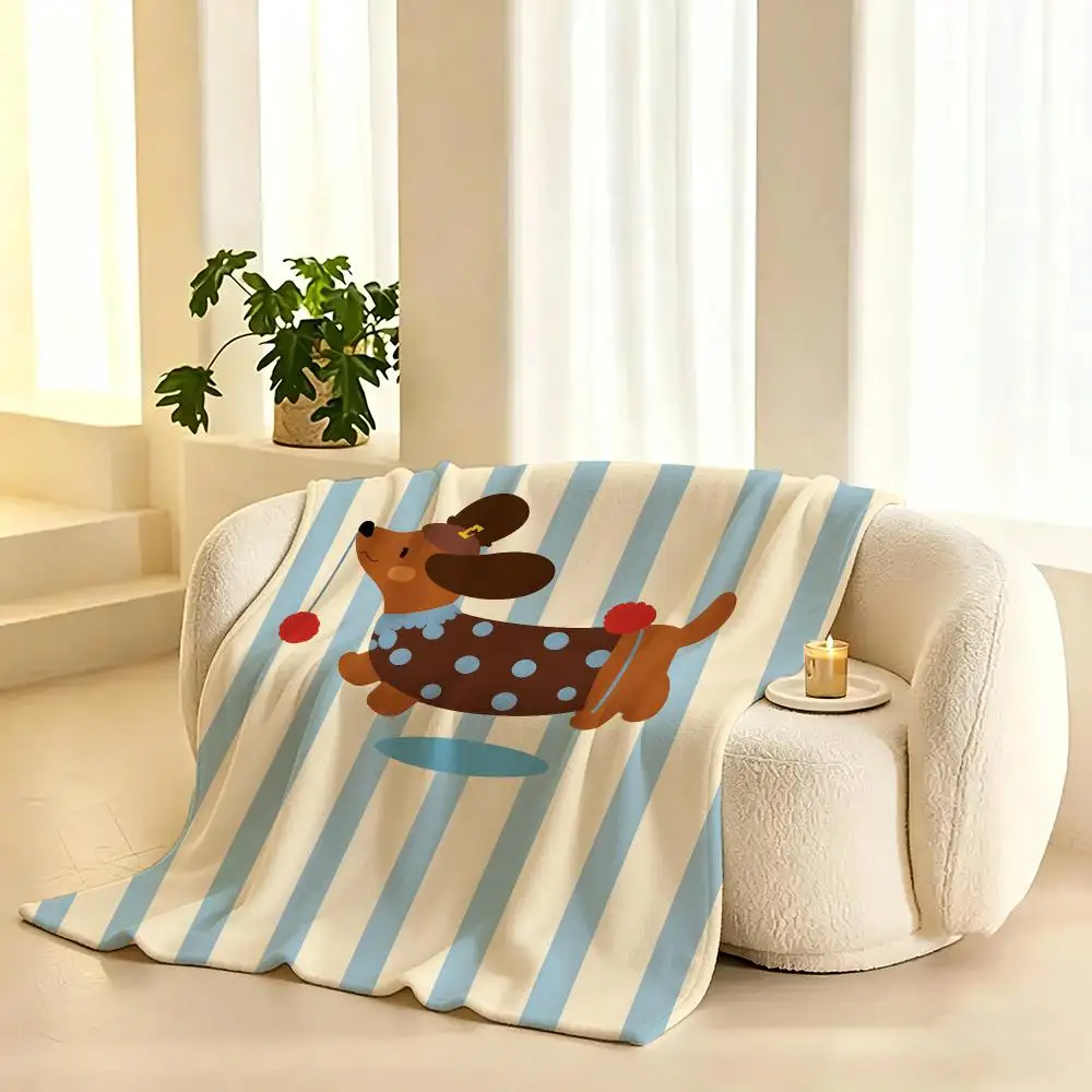 Dachshund sausage dog Throw 240g flannel blanket, suitable for sofas, beds, offices,  exquisite gift blankets