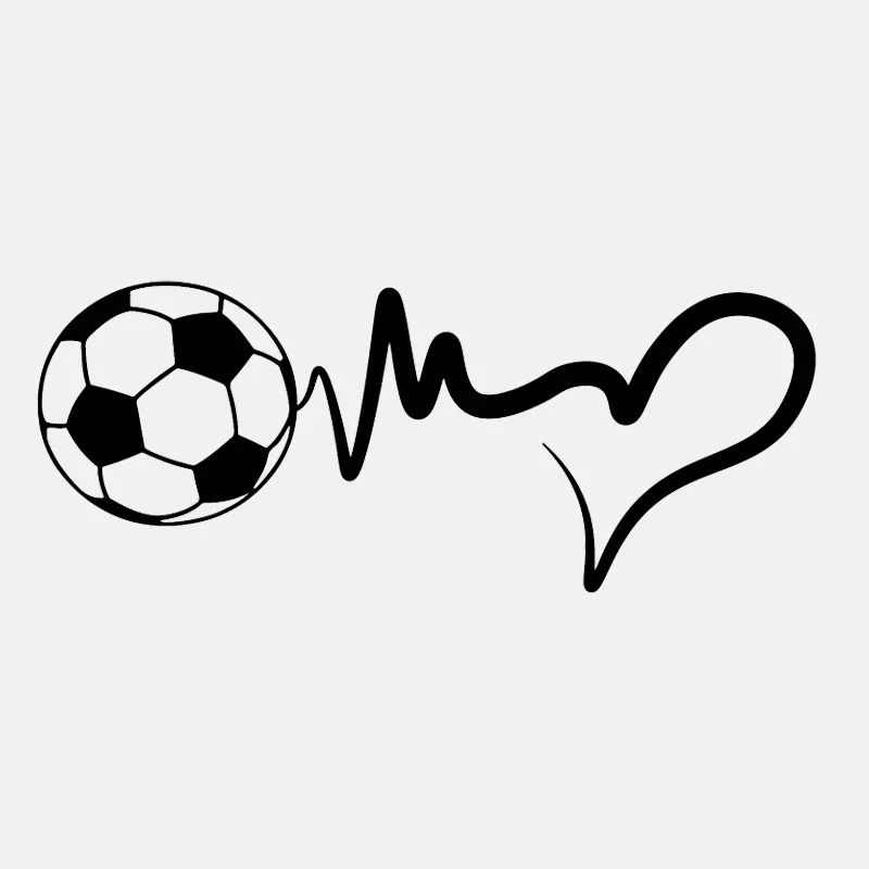 Funny Car Stickers Fashion Sports Soccer Ball Heartbeat Decals Sunscreen Laptop Suitcase Auto Accessories PVC,16cm*6cm