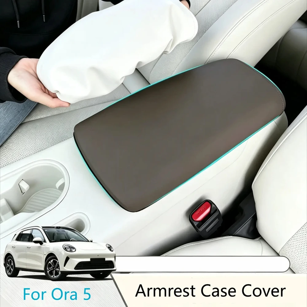 For Ora 5 2026 White Soft Leather Anti Slip Pad Center Console Armrest Box Protective Cover Car Interior Accessories 1Piece