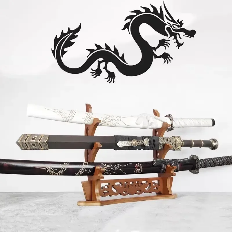 Drachen-Katana-Halterung Holzschwertständer Ausstellungsständer für Echte Japanische Katana-Säbel Aufbewahrungsregal Organizer Wohnaccessoire