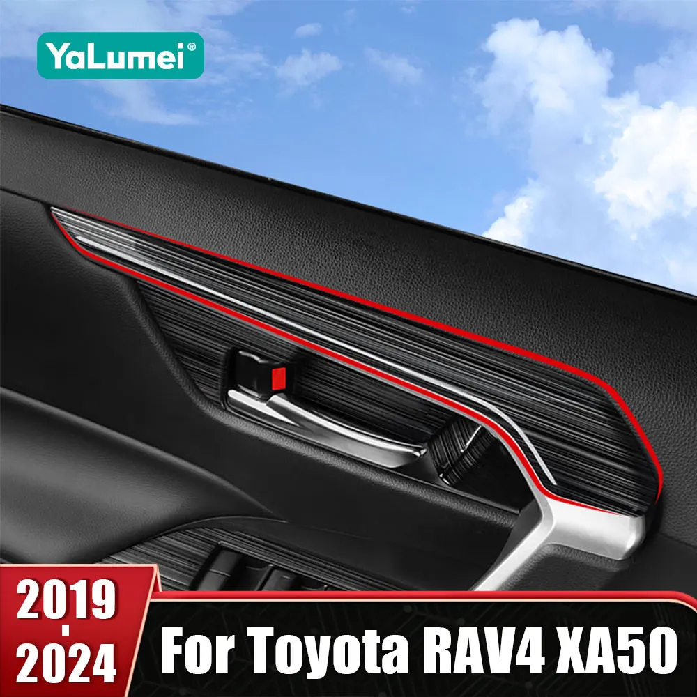 

Stainless Steel Door Handles Frame Trims Decoration Cover Strips For Toyota RAV4 XA50 2019-2022 2023 2024 Hybrid Car Accessories