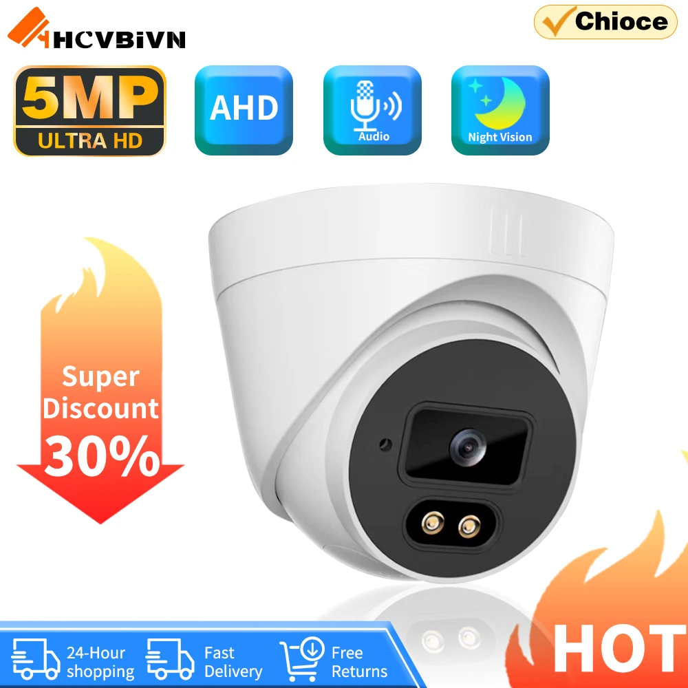 

H.265 HD Full Color Night Vision Security Camera Outdoor AHD CCTV Video Surveillance Camera HD 5MP Dome Camera