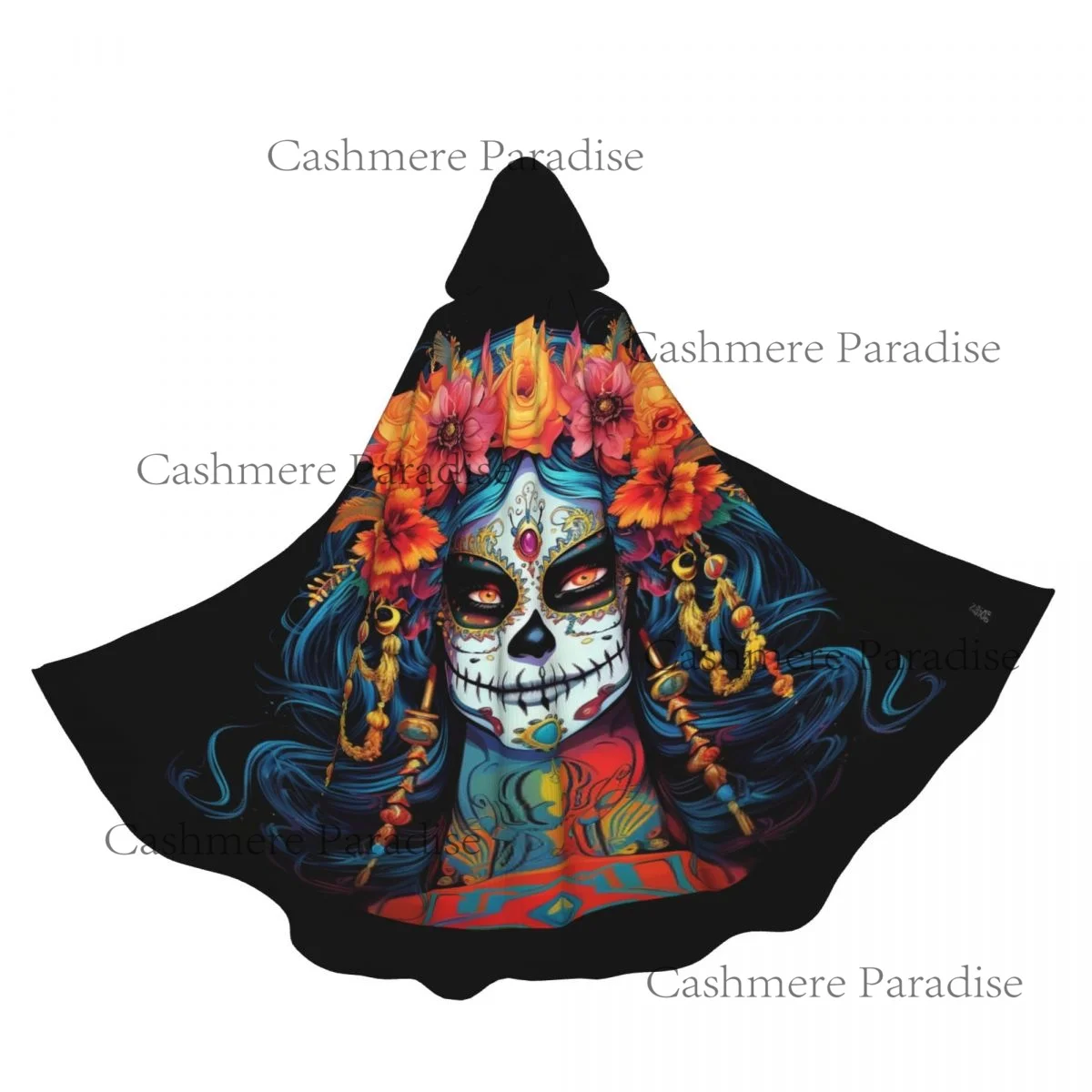 قناع مكسيكي للكبار عباءة بغطاء للرأس من القرون الوسطى زي ساحرة ويكا قزم بوريم كرنفال #1