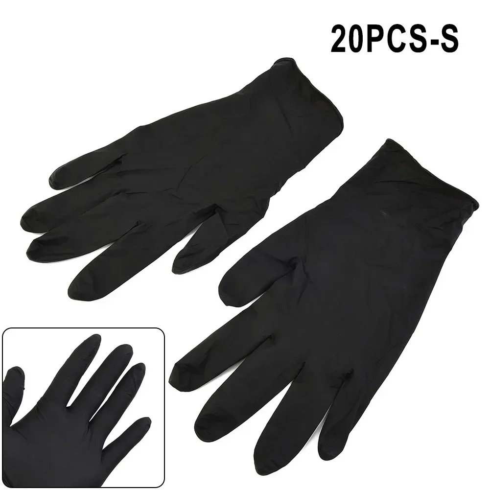 20 Pcs Nitrile Black Disposable Gloves For Kitchen Tatto Household Cleaning Washing Dish Gloves PVC Latex-free Oil-proof