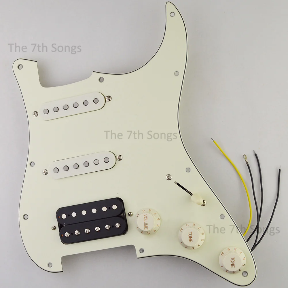 HSS Texas Rock with SH4 JB  / S*hr style SSV Bridge Alnico 5 Flat Pole Electric guitar Prewired Loaded Pickguard Pickup Wiring view 4