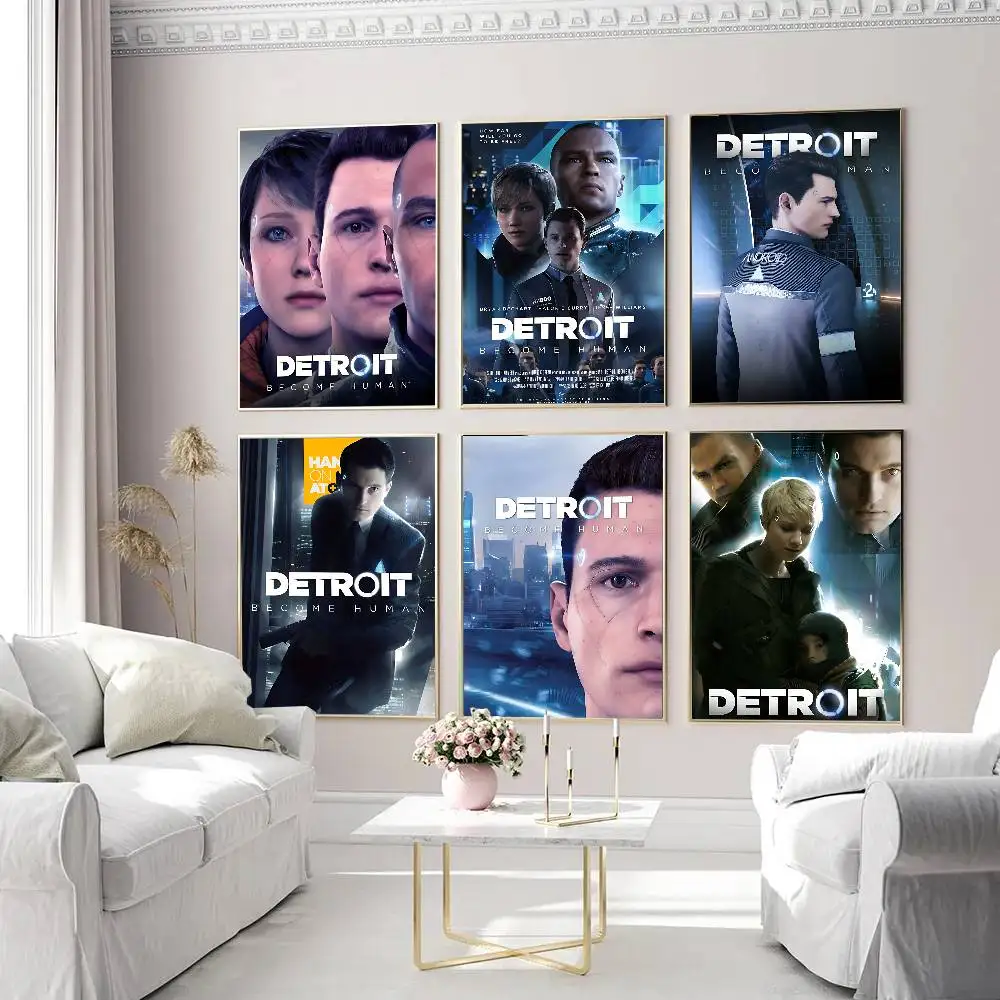 Classic Game D-Detroit B-Become H-Human Self-adhesive Art Poster Whitepaper Prints Posters Artwork Aesthetic Art Wall Painting