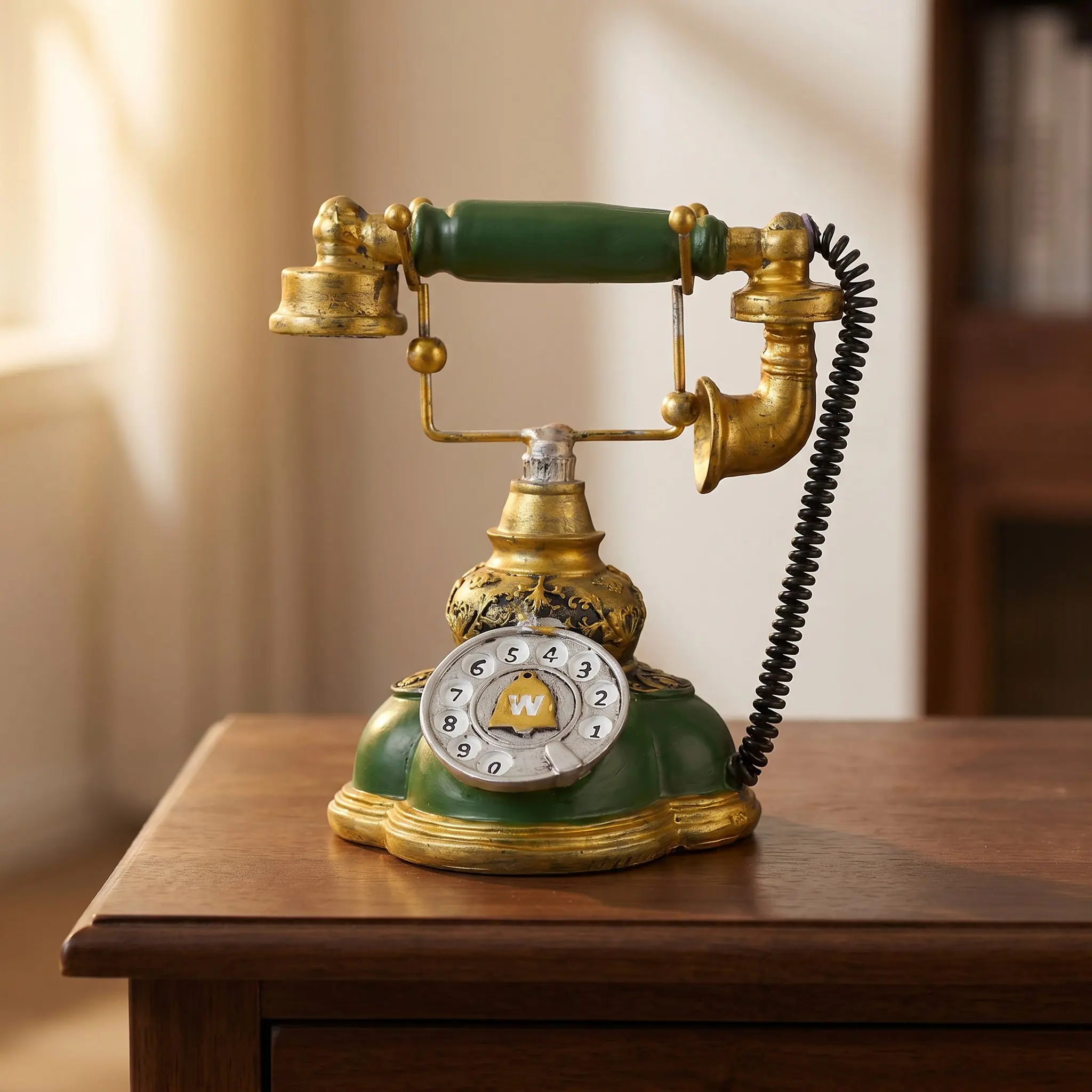 Retro Resin Telephone Desktop Decor Vintage Corded Classic Rotary Phone Home Office Hotel Ornament Phone Accent view 5