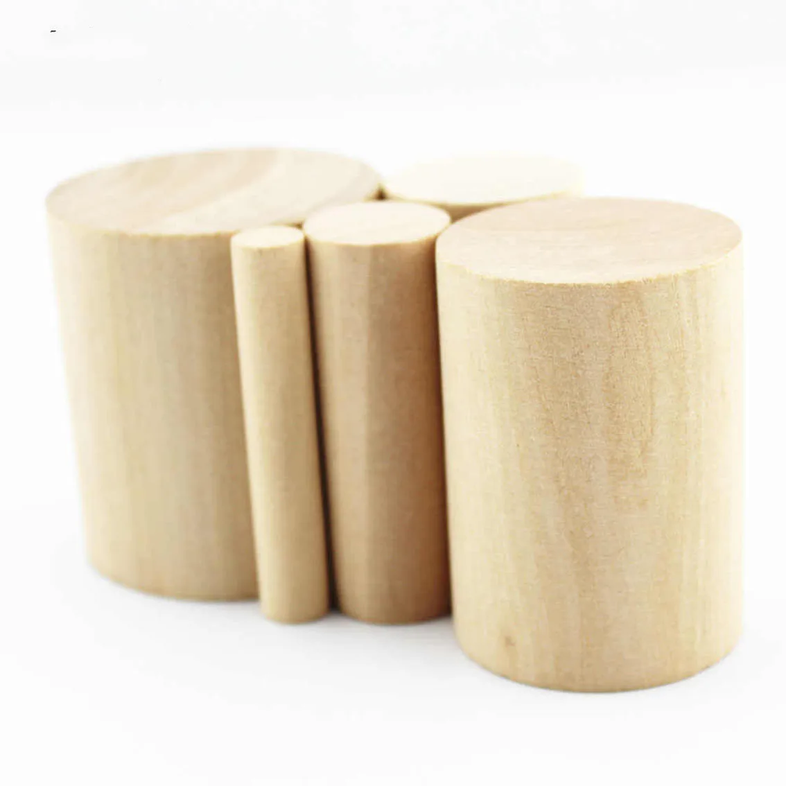 1-50Pcs Round Pine Wood Rod Diameter 10/20/30/40/50mm Length 55mm Solid Wood Strip DIY Model Material Accessories