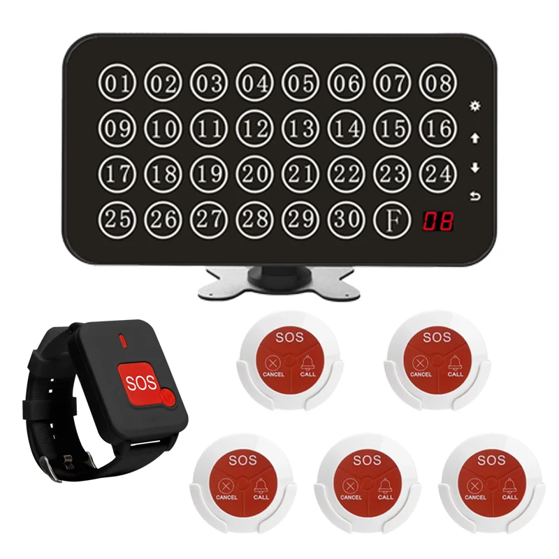 Emergency Call System Wireless Nurse Call Button with Watch and Wall Panels for Aged Care Hospitals Nursing Homes