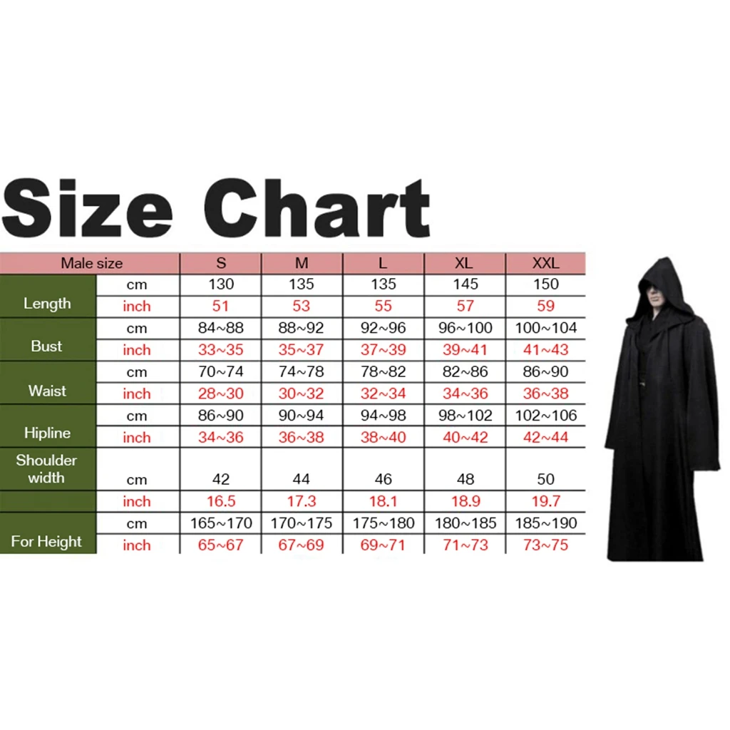 Men & Kids Tunic Hooded Black Robe Halloween Cloak Cosplay Costume Robe Wizard Cape Tunic Hooded Uniform